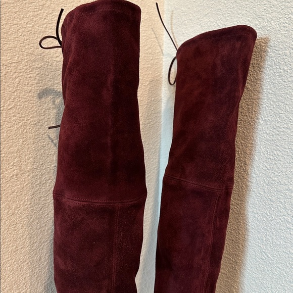 Stuart Weitzman Lowland over-the-knee boot Burgundy suede Women’s Size 6.5 - Picture 3 of 12